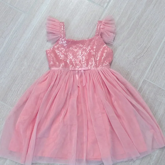 Popatu | Dresses | Girls Nordstrom Popatu Pink Sequin Tulle Formal Dress  Size 6 | Poshmark